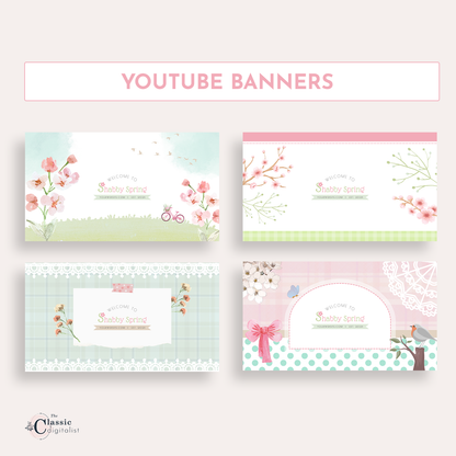 Shabby Spring Theme Brand Kit Pink and Green Editable Canva Templates