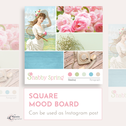 Shabby Spring Theme Brand Kit Pink and Green Editable Canva Templates