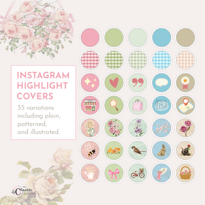 Shabby Spring Theme Brand Kit Pink and Green Editable Canva Templates