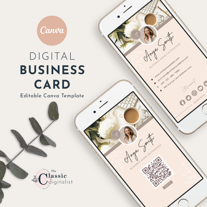 Digital Business Card Canva Template - Pink Latte