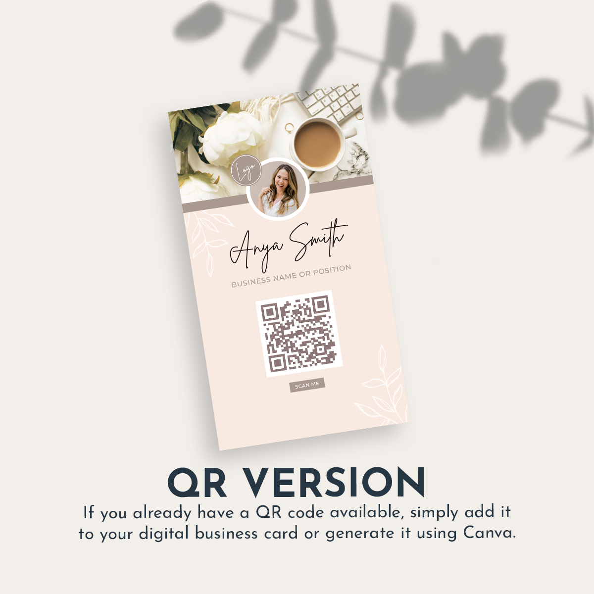 Digital Business Card Canva Template - Pink Latte