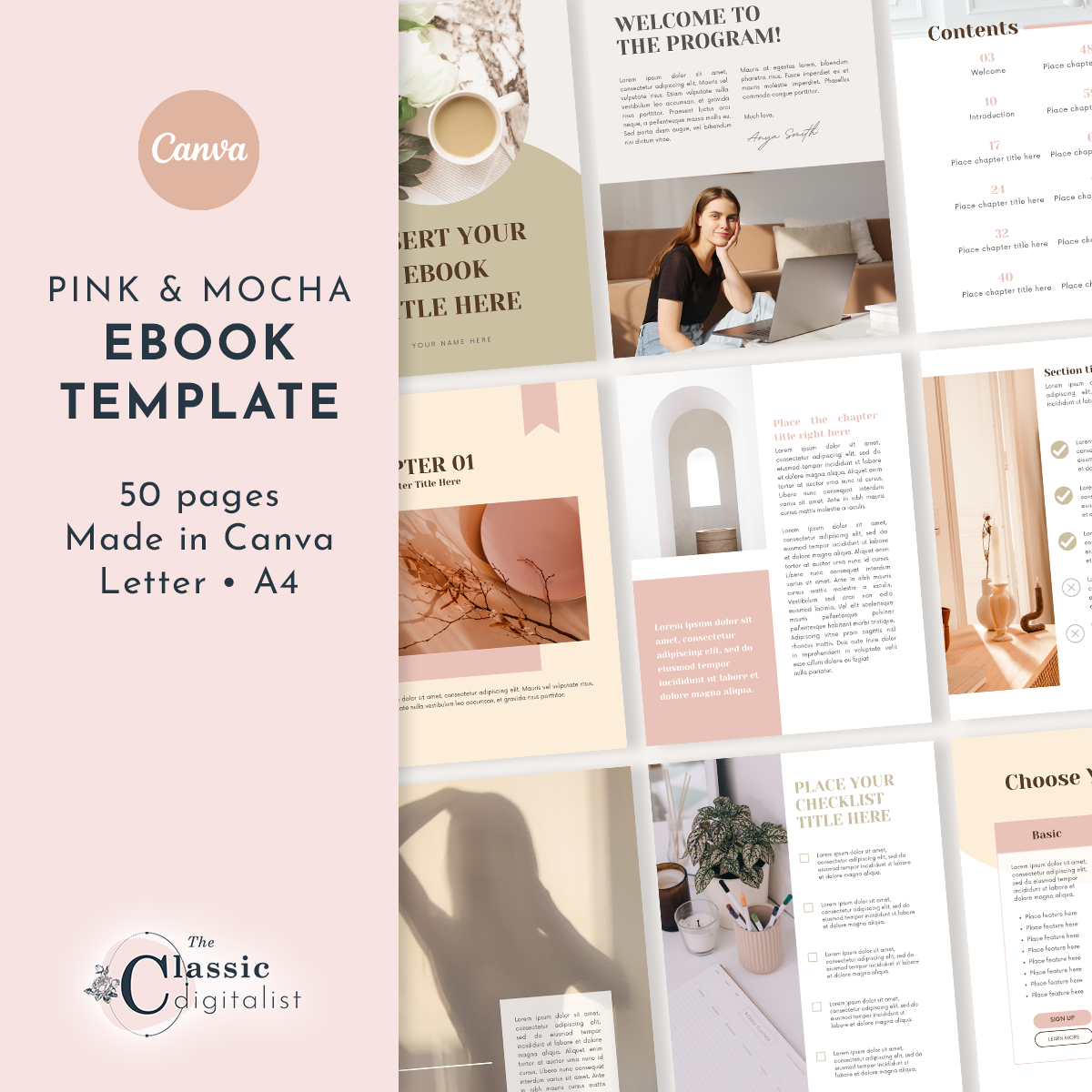 E-Book Canva Template Pink and Mocha | Berry & Mocha