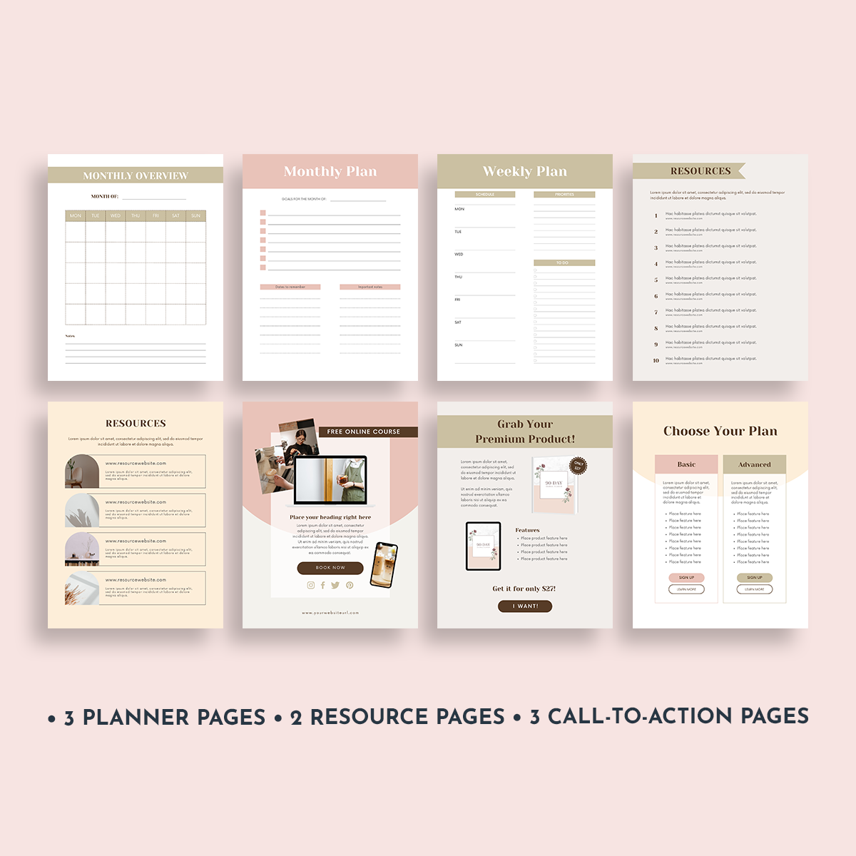 E-Book Canva Template Pink and Mocha | Berry & Mocha