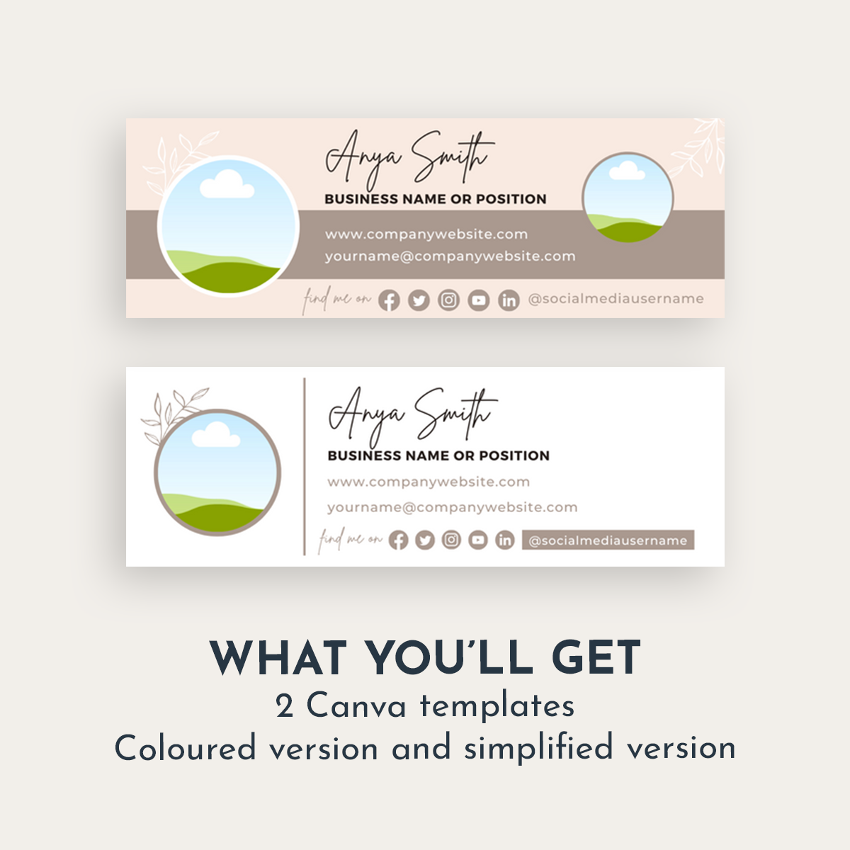 Email Signature Canva Template - Pink Latte