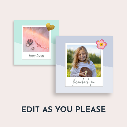 Instagram Square Post Editable Canva Template - Mint Blue and Gold