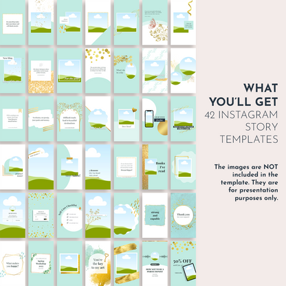 Instagram Story Editable Canva Template - Mint Blue and Gold
